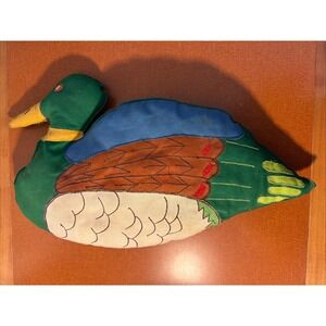 Vintage 1970's Mallard Duck Shaped Pillow 20" By 12"